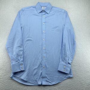 Charles Tyrwhitt Slim Fit Barrel Cuff Button Up Dress Shirt 15.5 35 Solid Blue